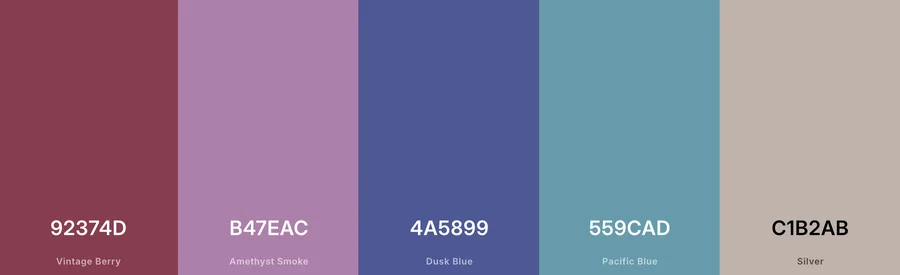 Coolors color palette generator, berry and blue tones