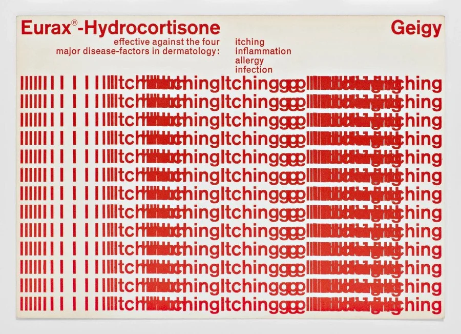 Eurax-Hydrocortisone advertising card for Geigy, by Fridolin Müller