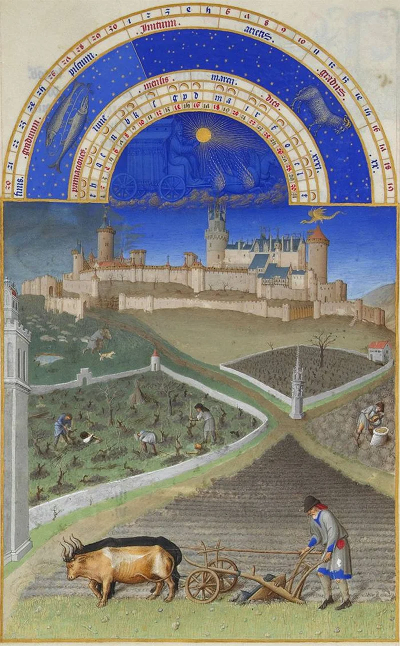 March, from the Très Riches Heures du Duc de Berry, by the Limbourg Brothers